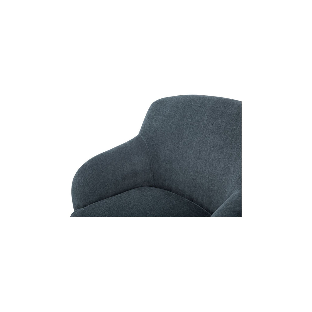Fauteuil moderne en polyester à dossier haut, accoudoirs arrondis et assise en mousse/fibre pour salon