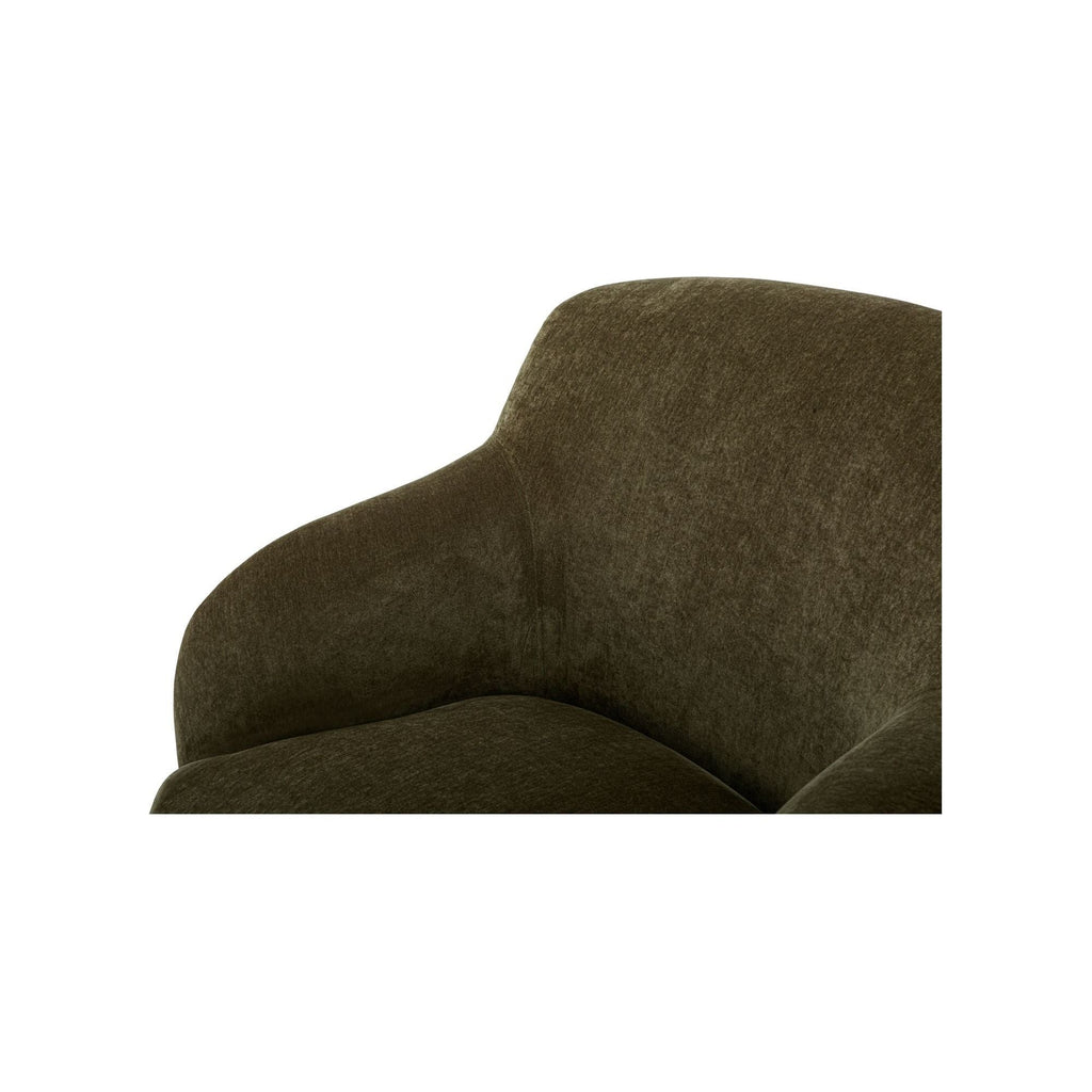 Fauteuil moderne en polyester à dossier haut, accoudoirs arrondis et assise en mousse/fibre pour salon
