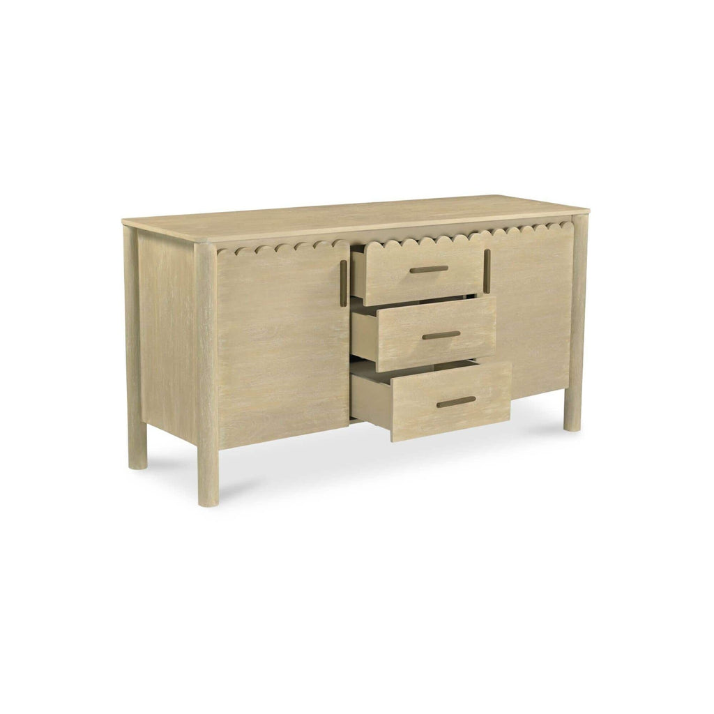 Bois de manguier traditionnel avec 3 tiroirs et quincaillerie festonnée en laiton pour salle à manger
