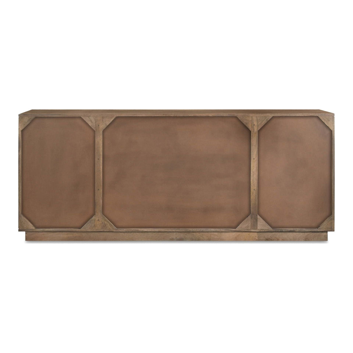 Buffet minimaliste en bois de manguier massif avec 4 portes de rangement et étagères réglables pour salle à manger