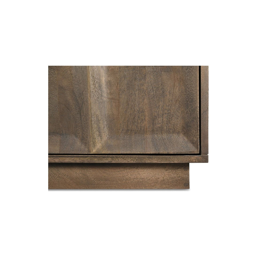 Buffet minimaliste en bois de manguier massif avec 4 portes de rangement et étagères réglables pour salle à manger