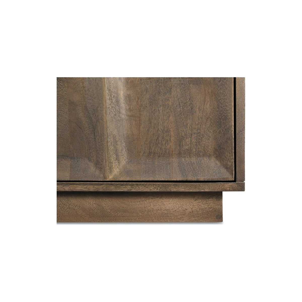 Buffet minimaliste en bois de manguier massif avec 4 portes de rangement et étagères réglables pour salle à manger