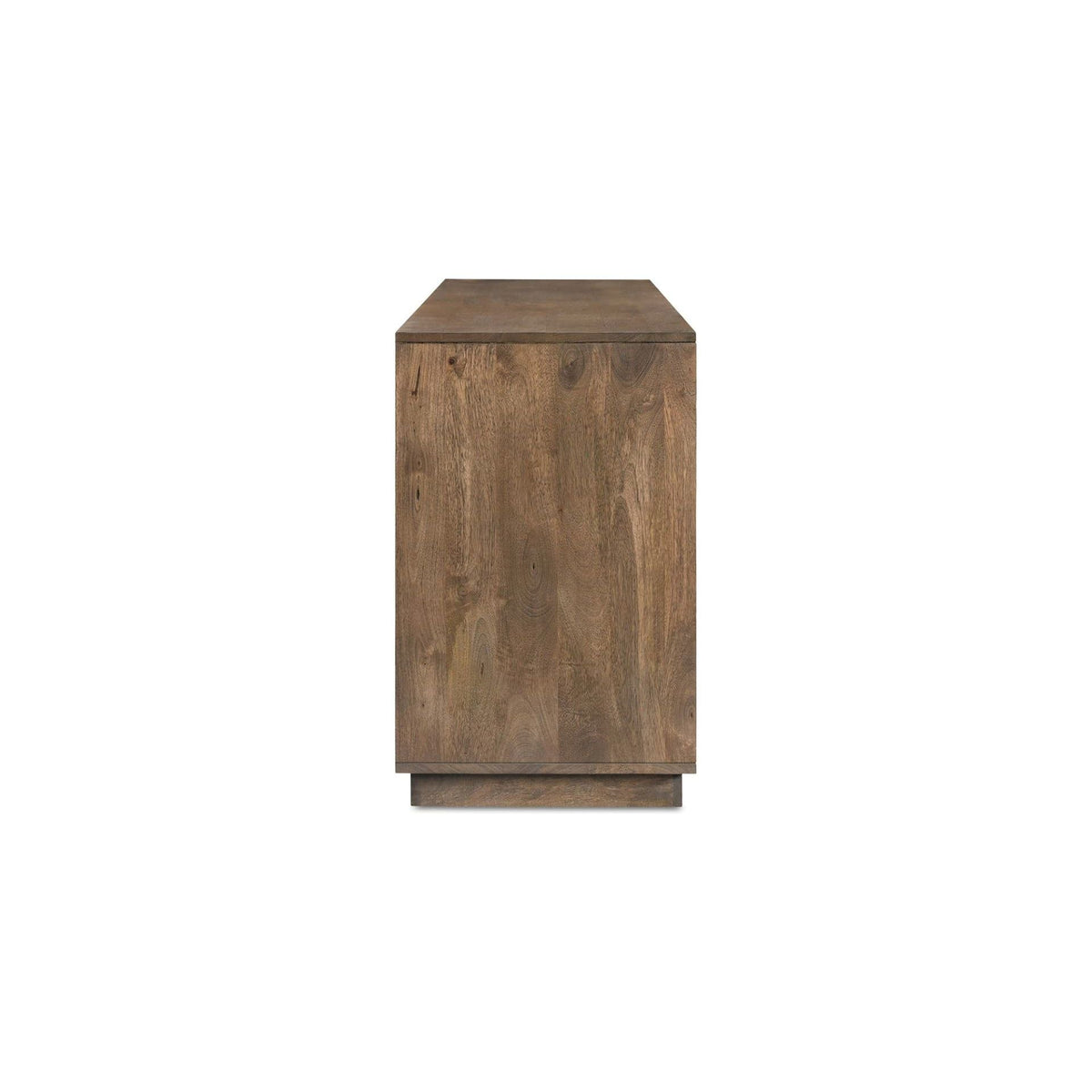 Buffet minimaliste en bois de manguier massif avec 4 portes de rangement et étagères réglables pour salle à manger