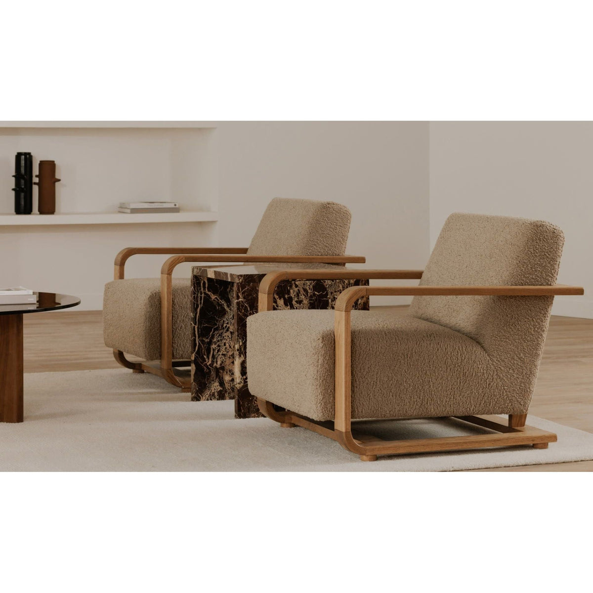 Fausse peau de mouton rustique avec cadre en bois massif et teinture vintage pour salon