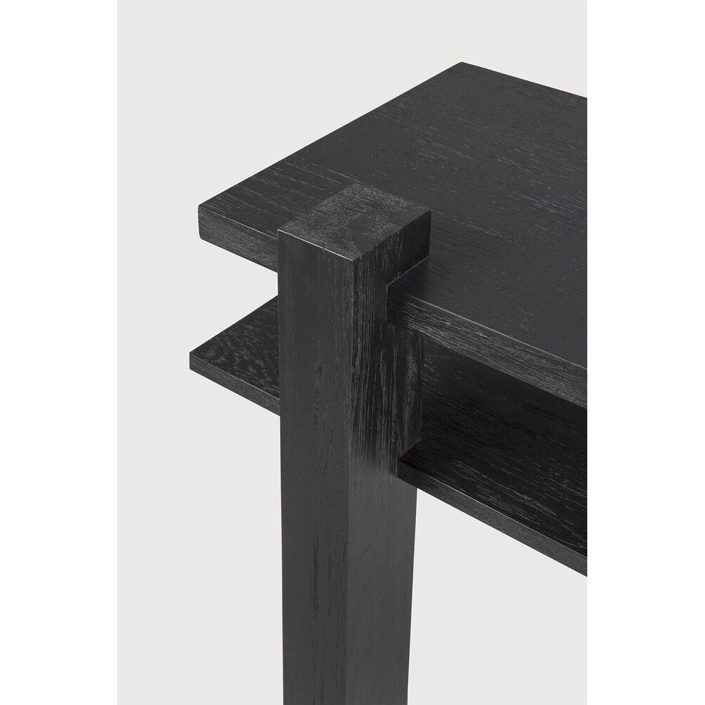 Bois noir moderne avec étagère ouverte et design sculptural pour entrée