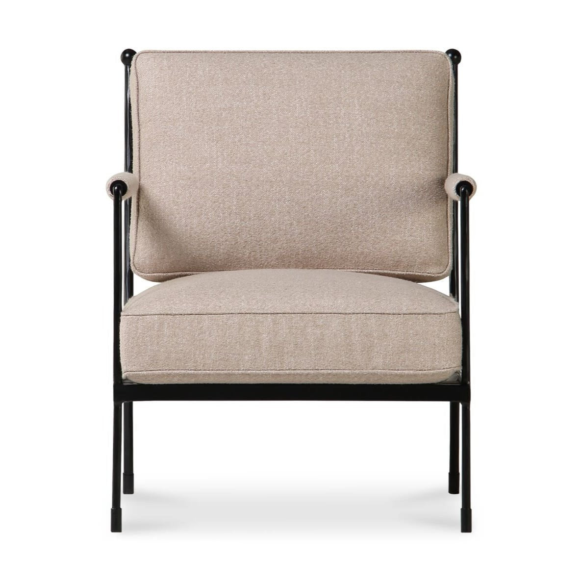 Chaise en fer d'inspiration italienne, dossier en treillis martelé et assise rembourrée pour le salon