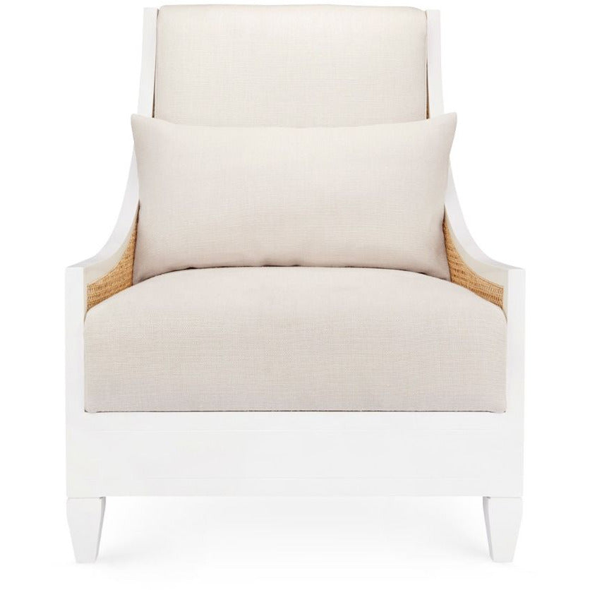 Acajou côtier avec cannage fait main et coussin en lin pour salon