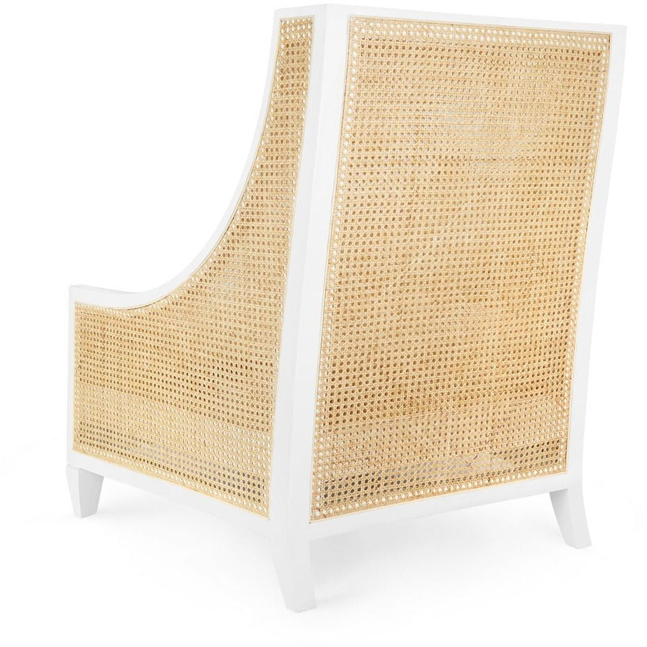 Acajou côtier avec cannage fait main et coussin en lin pour salon