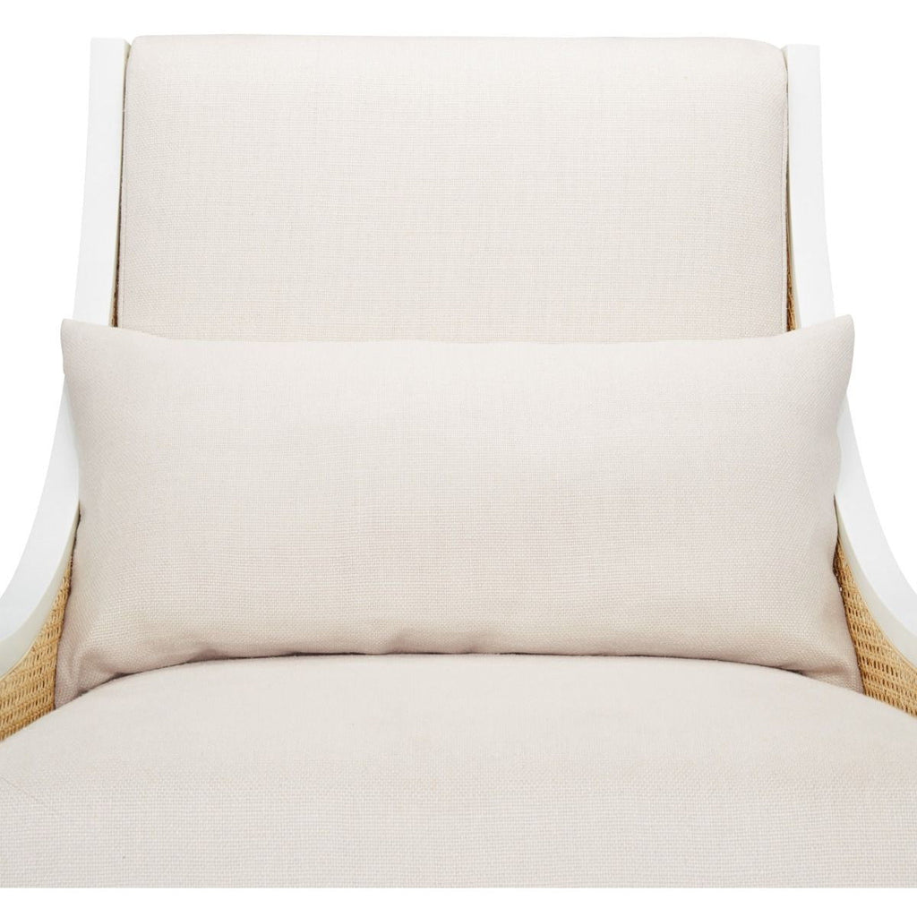 Acajou côtier avec cannage fait main et coussin en lin pour salon