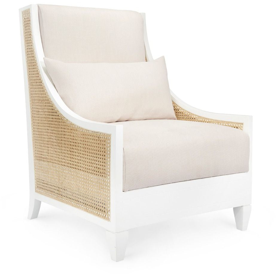 Acajou côtier avec cannage fait main et coussin en lin pour salon