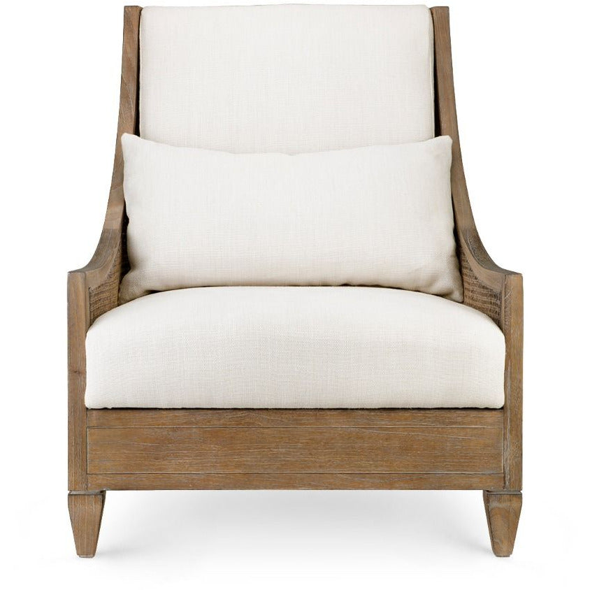 Acajou côtier avec cannage fait main et coussin en lin pour salon