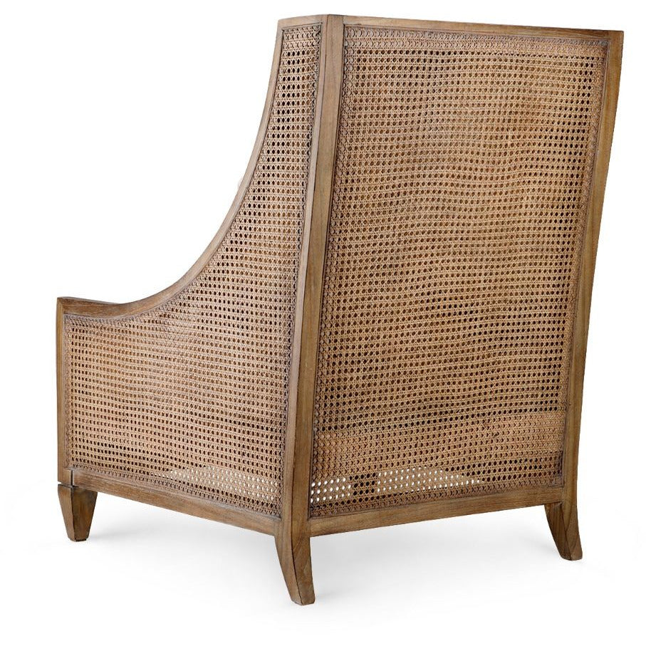 Acajou côtier avec cannage fait main et coussin en lin pour salon