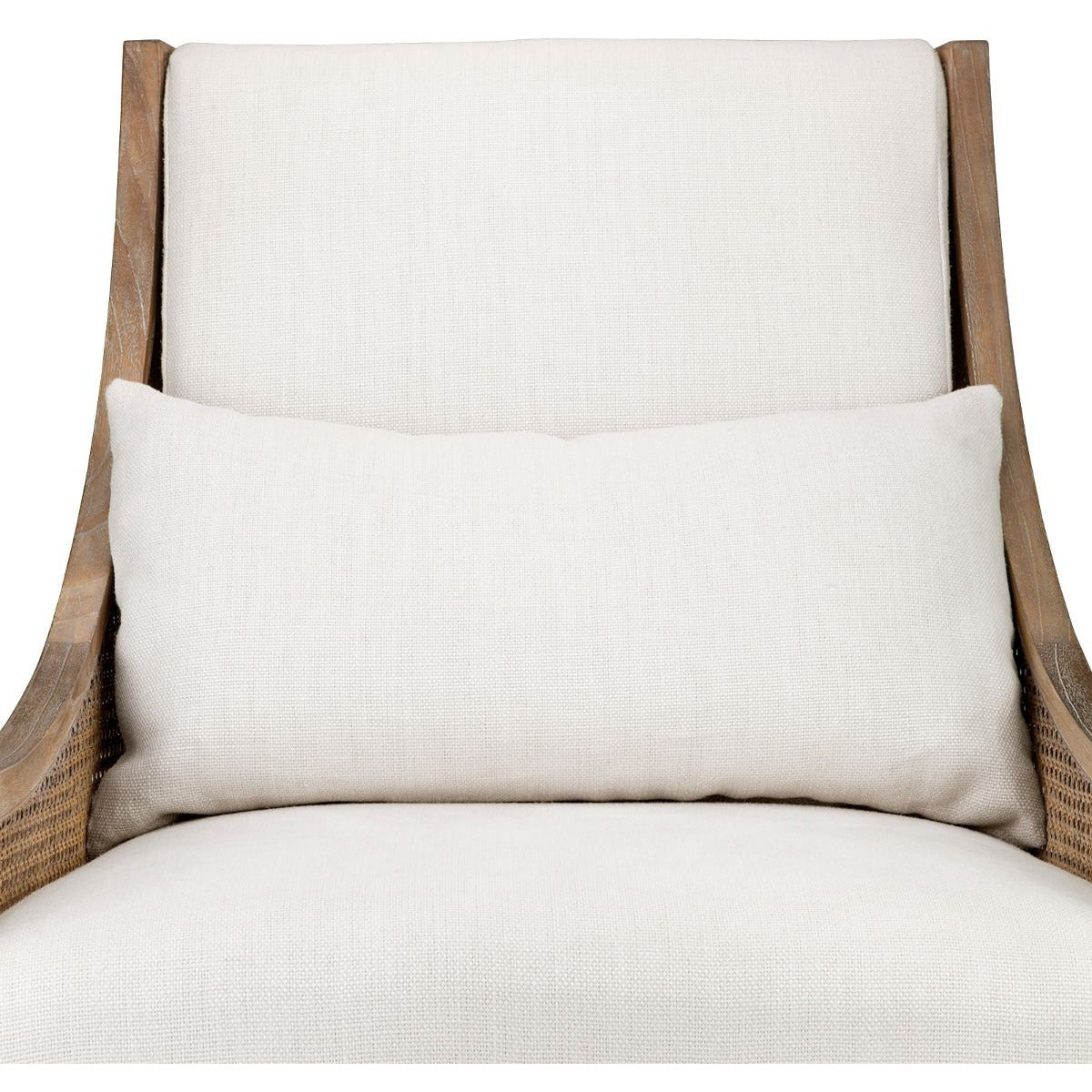 Acajou côtier avec cannage fait main et coussin en lin pour salon