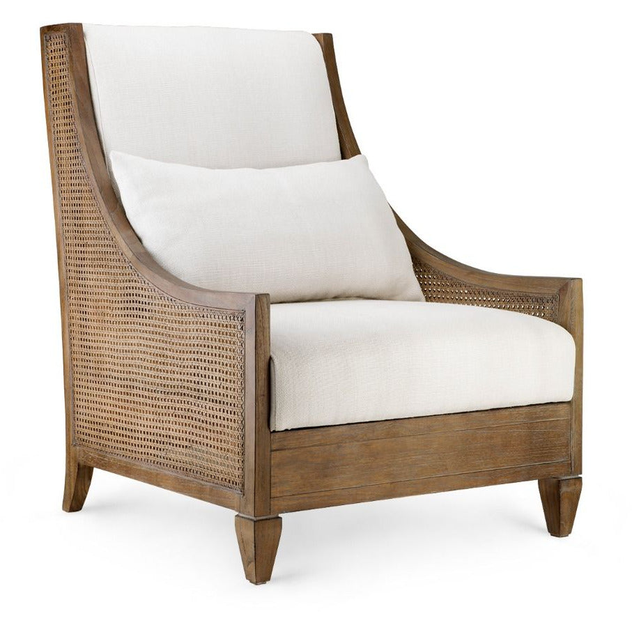 Acajou côtier avec cannage fait main et coussin en lin pour salon